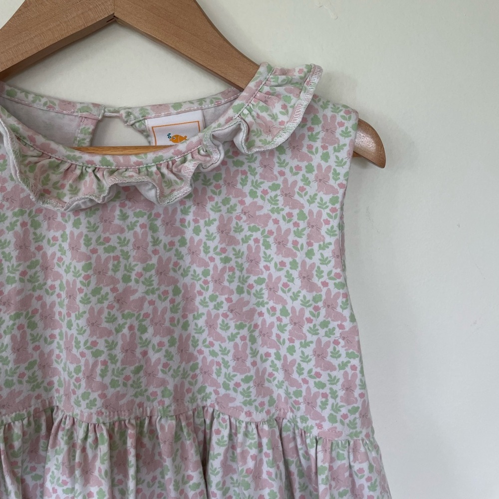 Stitchy Fish Bunny Print Ruffle Collar Dress - Picture 2 of 3